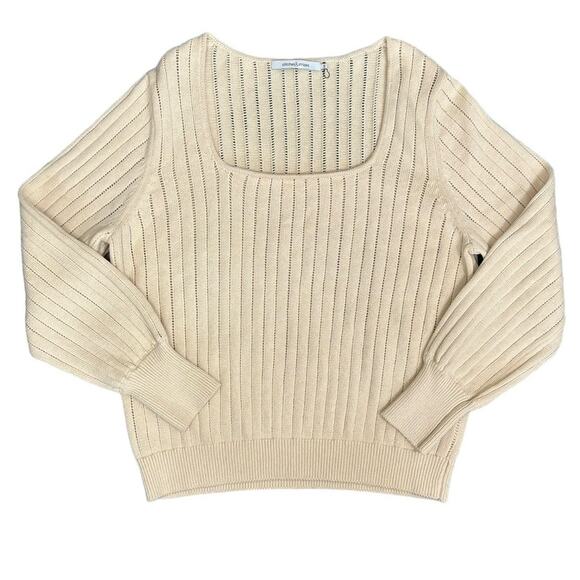 Stitches and Stripes Cotton Butter Cream Square Neck Sweater NEW Size XXL - Picture 1 of 9